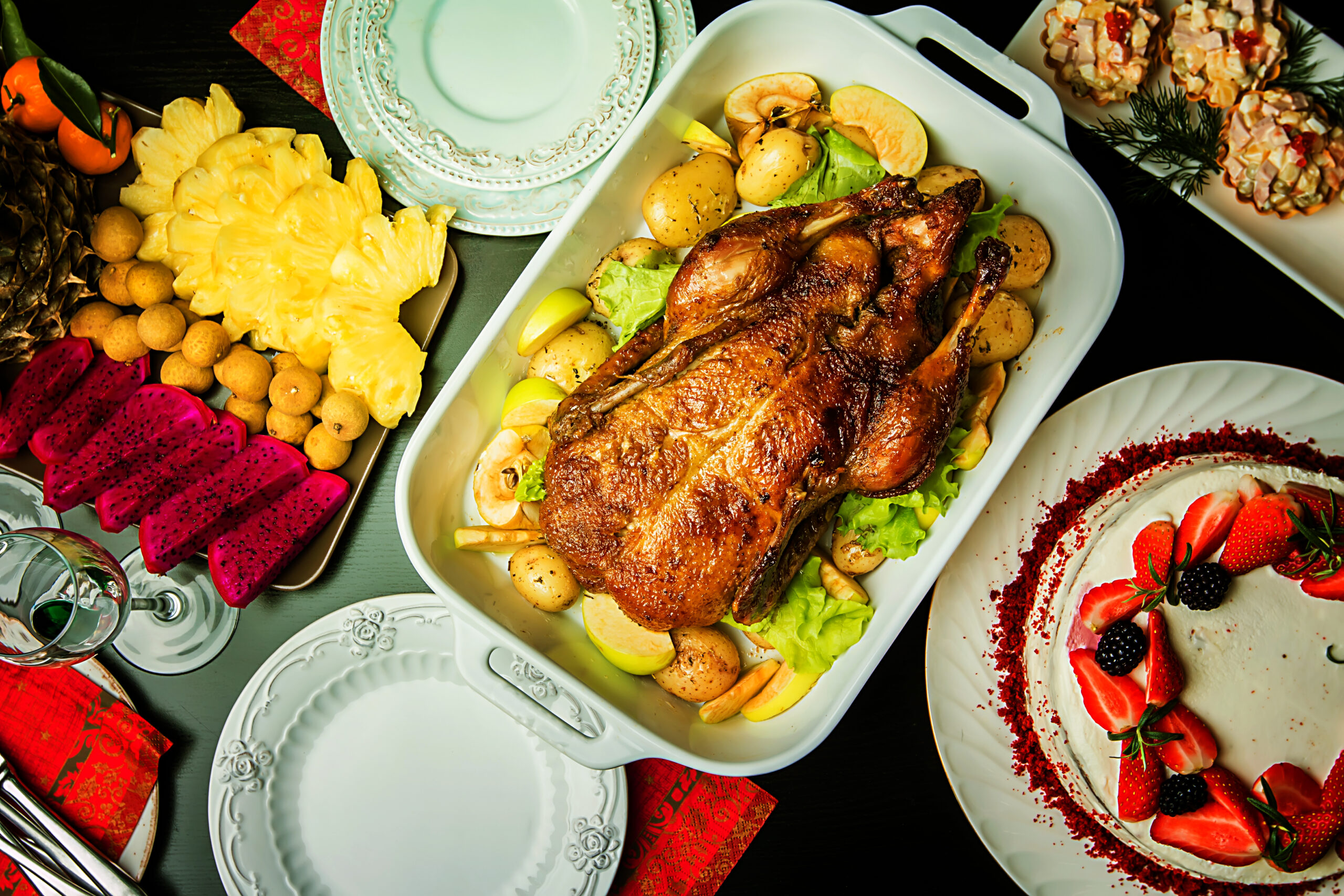 Christmas duck with apples
